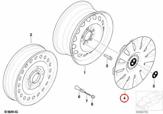 Tapacubos für BMW Series 3 E46 (OEM 36136768519). Original BMW