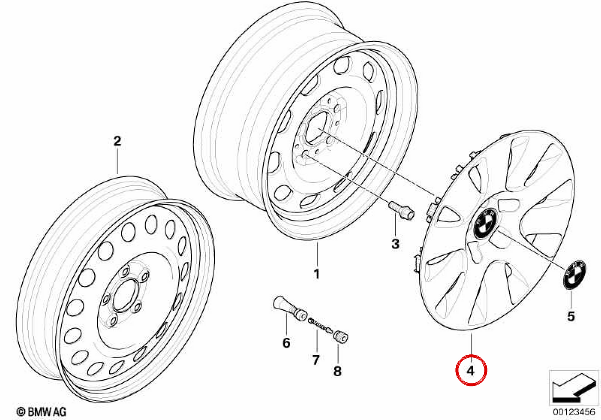 Tapacubos OEM 36136768525 per BMW E60, E61. BMW originale.