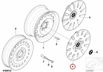 Tapacubos OEM 36136768642 per BMW E46. BMW originale.