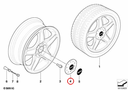 Enjoliveur OEM 36136771001 pour MINI R50, Cooper, One... et plus. MINI d'origine.