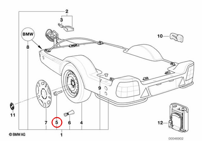 Rueda Bolt OEM 36136781150 per BMW E46, E90, E60, Z4, Mini R50, R56 ... e altro. BMW originale e Mini.