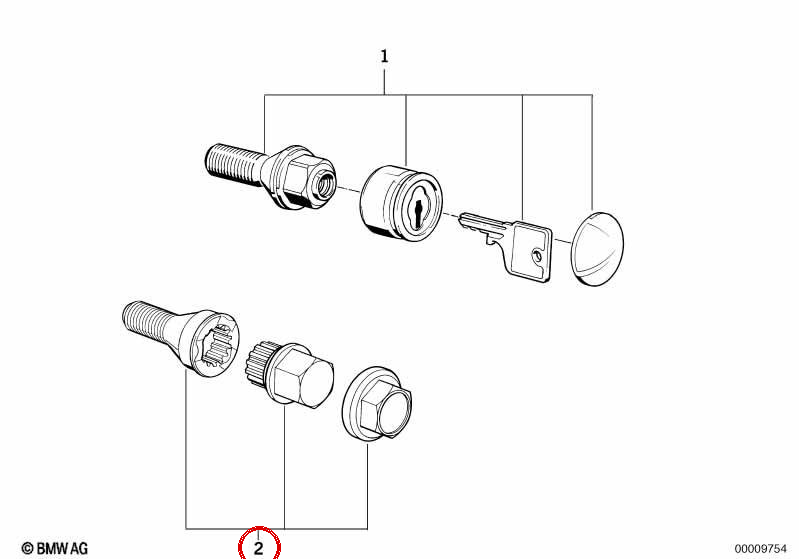 OEM 36136786419 Radbolzen-Sicherungssatz für BMW E81, E87, E90, E60, E63, Z4 E85... und mehr. Original BMW.