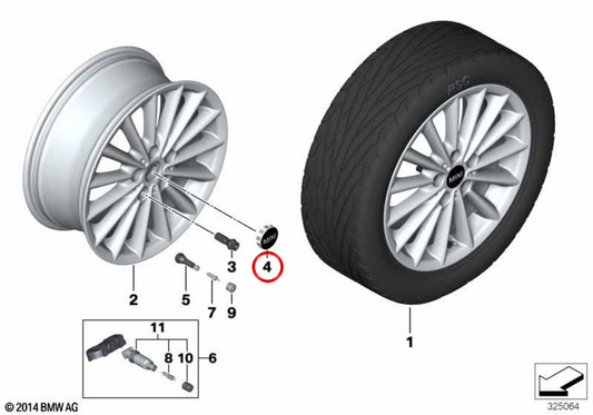 Coprimozzo con bordo cromato OEM 36136857149 per MINI F56, F55, Clubman F54, Cabrio F57, Countryman F60... e altro ancora. MINI originale.