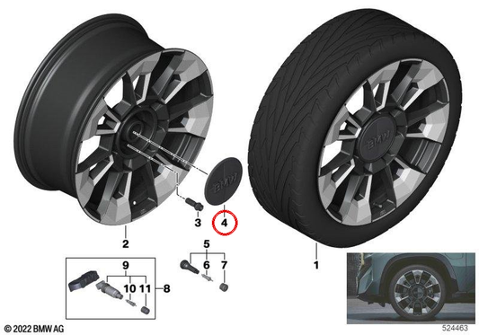 Tapacubo Original OEM 36136861594 für BMW (Kompatible Modelle: Serie 1 F20, Serie 2 F22, Serie 3 F30, Serie 3 G20, Serie 4 F32, 5 G30 -Serie, Serie 6 G32, X1 F48, X3 G01, X5 G05, X7 G07) . Original BMW.