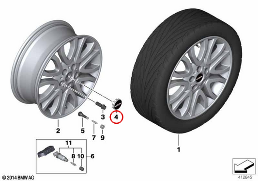 MINI YOURS Calota OEM 36136884966 para MINI F56, F55, Clubman F54, Cabrio F57, Countryman F60... e muito mais. MINI originais.
