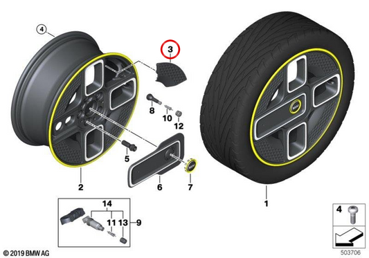 Incrustation de roue en aluminium 737 à rayons Corona électrique OEM 36136889173 pour MINI F56 BEV, F56 LCI, F56 BEV LCI, Cabrio F57 BEV. MINI d'origine.