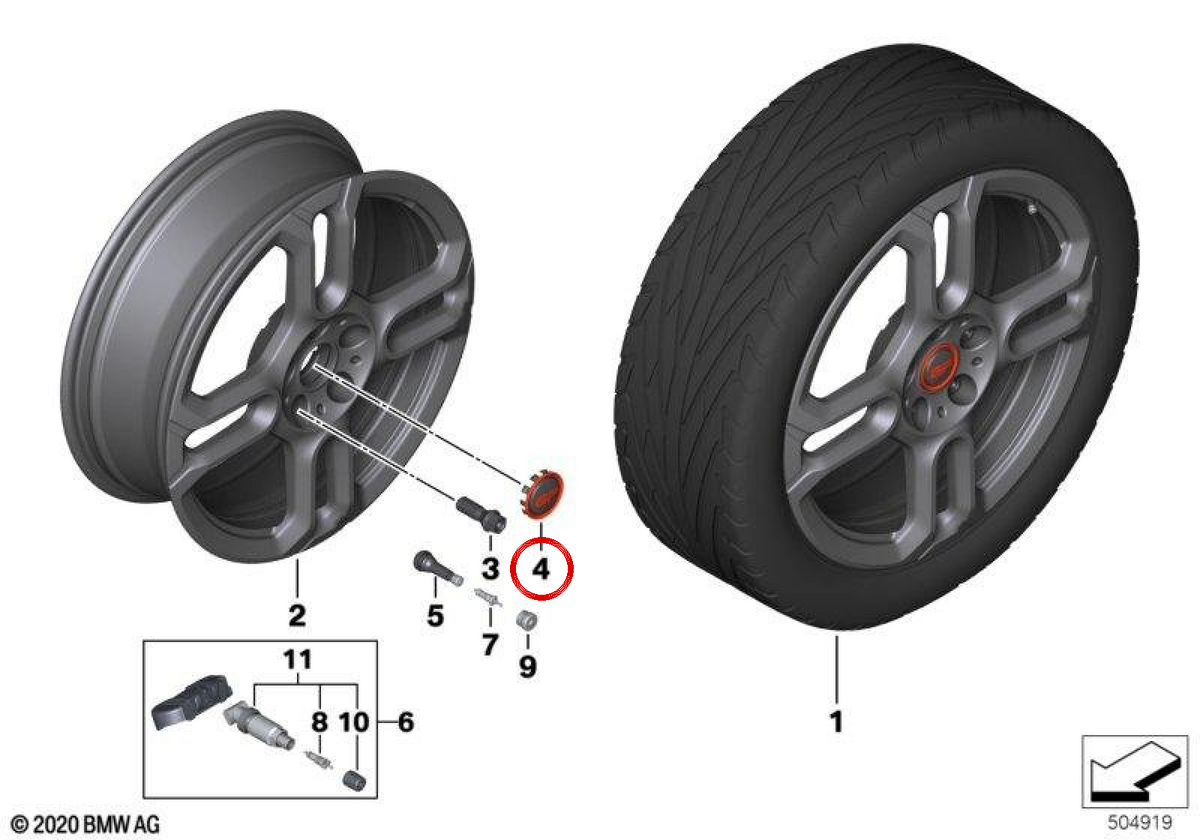 Coprimozzo GP OEM 36136893162 per MINI F56. MINI originale.