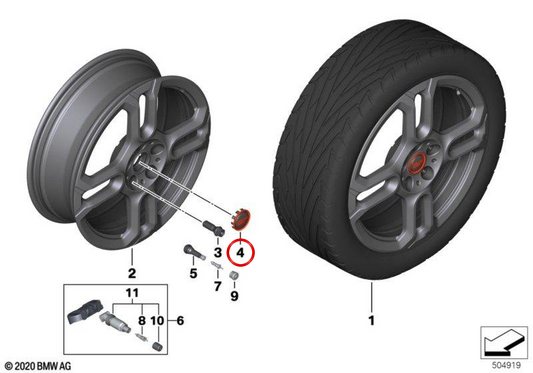 GP hub cap OEM 36136893162 for MINI F56. Original MINI.
