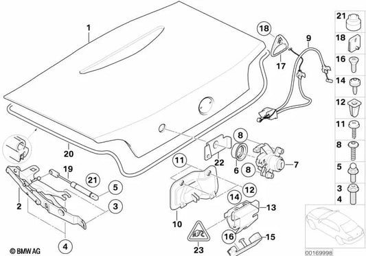 Fechadura com chave para BMW E85 (OEM 51247073980). BMW originais.