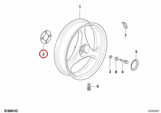 Rondelle d'écartement de roue arrière 2,00 mm OEM 36311451791 pour motos BMW R850, R1100, K75, K100, K1100, K1200… et plus. BMW Motorrad d'origine.