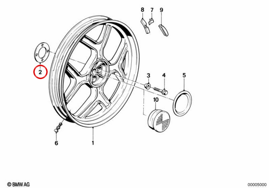 Rondelle d'espacement arrière OEM 36312312920 pour motos BMW K100 LT, K100 RS, K100 RT. BMW Motorrad d'origine.