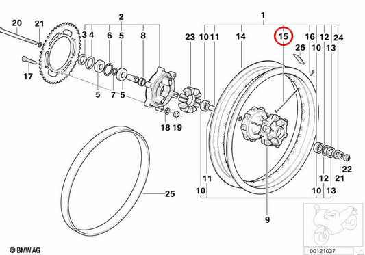 Hinterradspeiche OEM 36312345807 für BMW Motorräder F 650 GS, G 650 GS, G 650 GS Sertão... und mehr. Original BMW Motorrad.