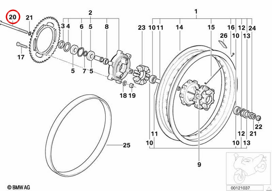 Demi-essieu arrière OEM 36317650587 pour BMW Motorrad F 650 GS, G 650 GS, G 650 GS Sertão et plus. BMW Motorrad d'origine.