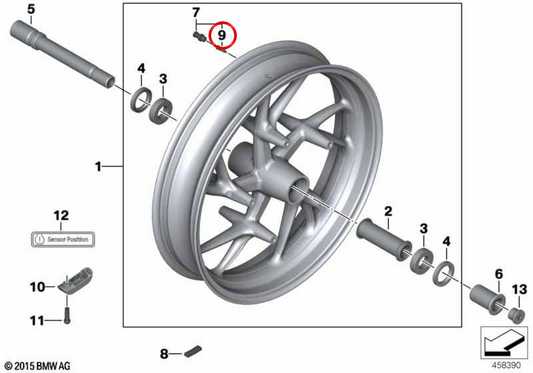 Válvula de inflación OEM 36317685555 para motos BMW R1200GS, F800GT, K1600GTL, C400X... y más. Original BMW Motorrad.