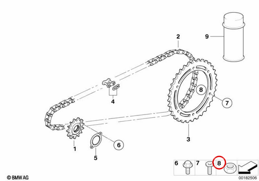 Hexagon nut M8 OEM 36317717949 for BMW Motorrad G 450 X. Original BMW Motorrad.