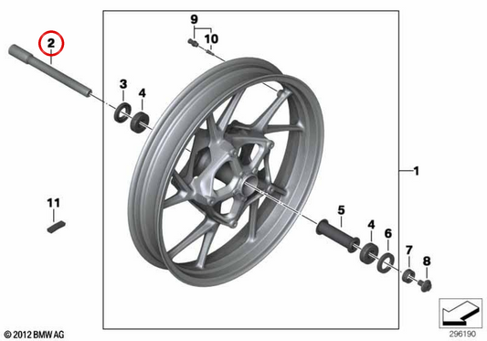 Asse anteriore plug-in OEM 36317925190 per motociclette BMW R1200GS, R1250GS, C400GT, C400X e altre. BMW Motorrad originale.