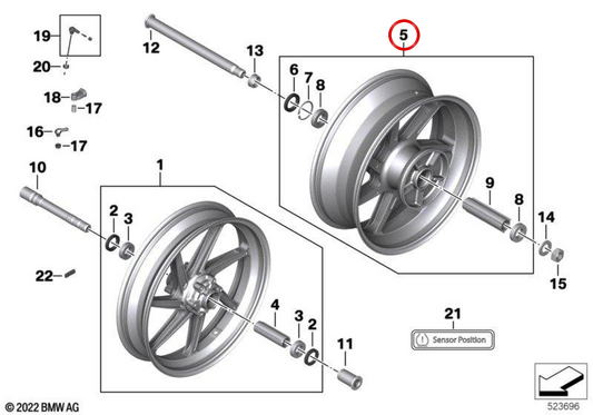 Schwarzes geschmiedetes Hinterrad OEM 36318389049 für BMW Motorrad M 1000 R, S 1000 RR, M 1000 XR... und mehr. Original BMW Motorrad.