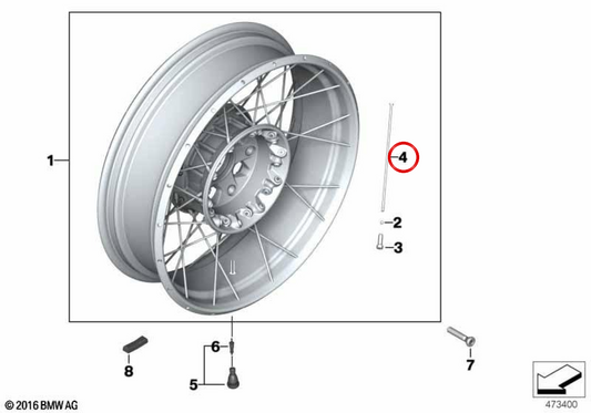 Rayon de roue arrière 189 mm OEM 36318406051 pour motos BMW R 1200 GS, R 1250 GS, R 1200 GS Adventure, R 1250 GS Adventure, R nineT Scrambler, R nineT Urban G/S. Original BMW Motorrad.