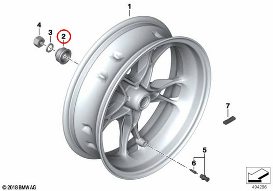 Douille d'entretoise arrière OEM 36318409404 pour BMW Motorrad C 400 GT, C 400 X... et plus. BMW Motorrad d'origine.