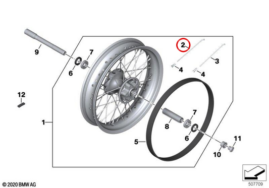 Rayons intérieurs avant OEM 36318414965 pour motos BMW R 18, R 18 Classic (K34). BMW Motorrad d'origine.