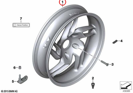 Roue arrière noire OEM 36318536156 pour BMW Motorrad K1300R, K1200R, K1200R Sport. BMW Motorrad d'origine.