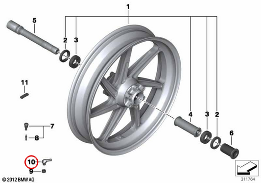 Válvula de ángulo OEM 36318542009 para motos BMW K1600 GT, R1200 RT, S1000 RR... y más. Original BMW Motorrad.