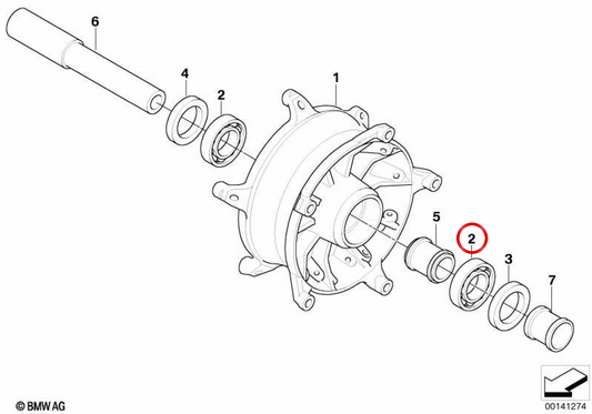 Roulement radial rigide OEM 36318548335 pour roue avant des motos BMW R1200GS, R1200RT, K1200S, F800R... et plus. BMW Motorrad d'origine.