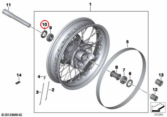 Vedação do eixo dianteiro OEM 36318558437 para motocicletas BMW R nineT (2013-2016). Originais BMW Motorrad.