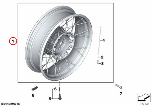 Aro traseiro preto com raios cruzados OEM 36318562513 para motocicletas BMW R NineT Scrambler, R NineT Urban G/S. Originais BMW Motorrad.