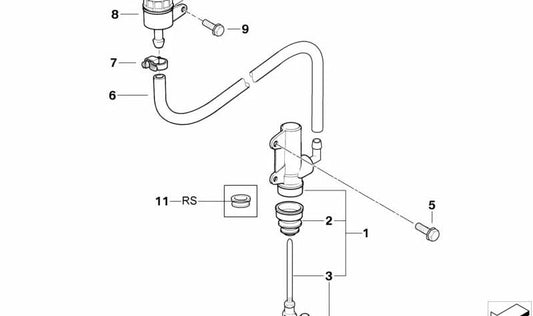 Cilindro principal de freno trasero OEM 34312345748 para motos BMW F 650 GS, G 650 GS, G 650 GS Sertão. Original BMW Motorrad.