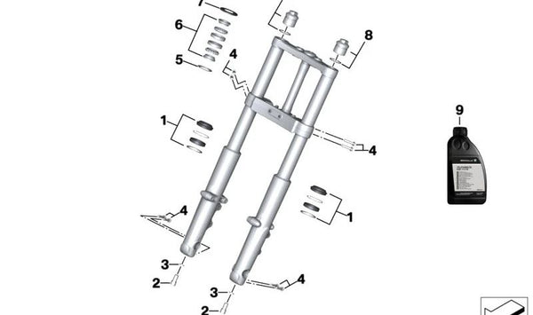 Junta de horquilla telescópica OEM 31429480471 para motos BMW R 18, R 18 Classic, R 18 B, R 18 Transcontinental, R 18 Roctane. Original BMW Motorrad.