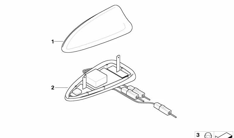 Empty housing OEM printed ceiling antenna 65206926461 for BMW E60 (520i models, 520d). Compatible according to motorization and year. Original BMW.