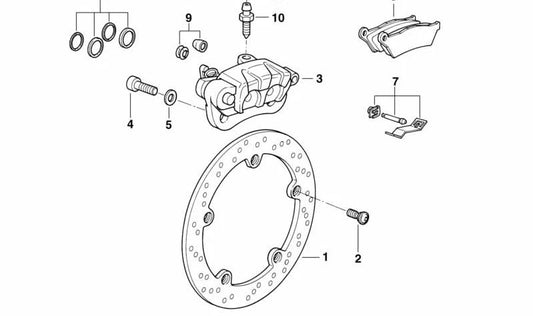 Disco de freno trasero OEM 34212314017 para motos BMW R 1150 GS, R 1200 C, R 850 R... y más. Original BMW Motorrad.