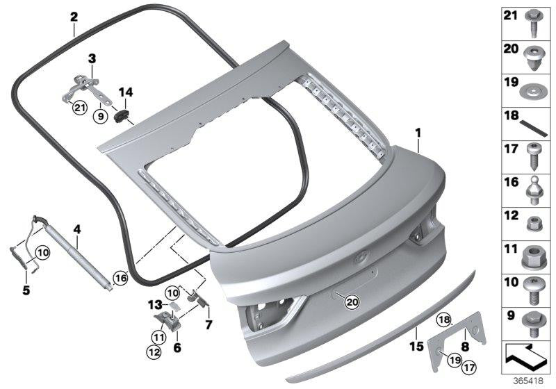 Muelle Amortiguador Capo Trasero Maletero Para Bmw F16 F86 . Original Recambios