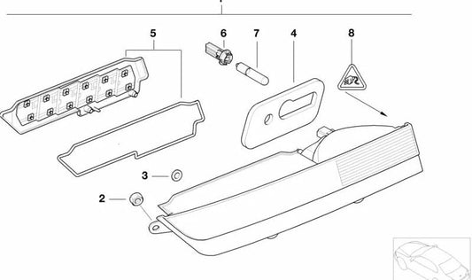 Scheda lampada posteriore Gate posteriore sinistro per BMW E65, E66 (OEM 63216917095). BMW originale.