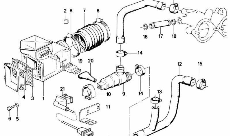Manguito de admisión OEM 13411310699 para BMW E28, E24. Original BMW.