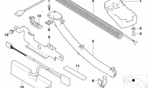 Soporte para cable en espiral para BMW E52 (OEM 84108382010). Original BMW