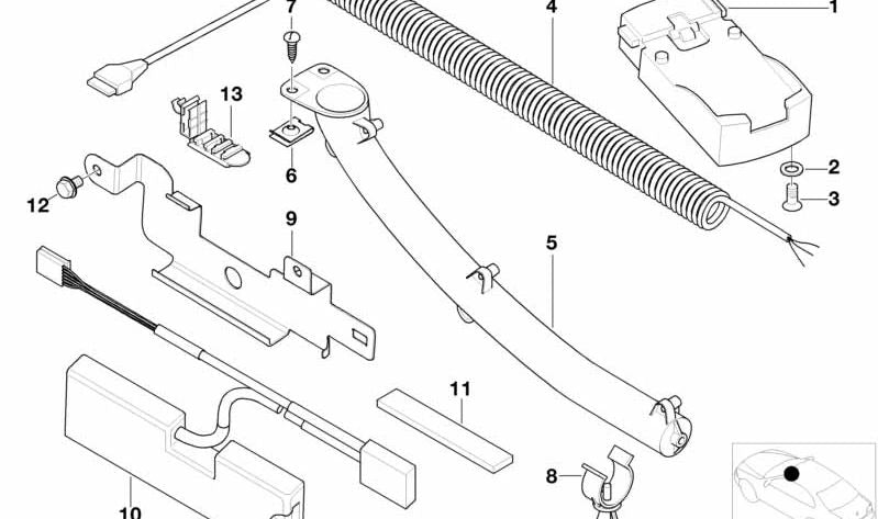 Soporte interfaz OEM 84138386605 para BMW Z8 E52. Pieza original BMW instalada en la consola central del sistema de teléfono Motorola.