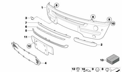 Lámina adhesiva revestimiento frontal OEM 51111490960 para MINI R50, R52, R53. Original MINI.