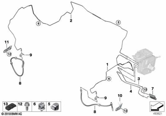 Pipe - Integrated Brake System for BMW F95, G05, F96, G06, G07 (OEM 34326895879). Original BMW.