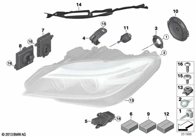 Haupt -LED -LED -Modul für BMW E84, E89 (OEM 63117342174). Original BMW