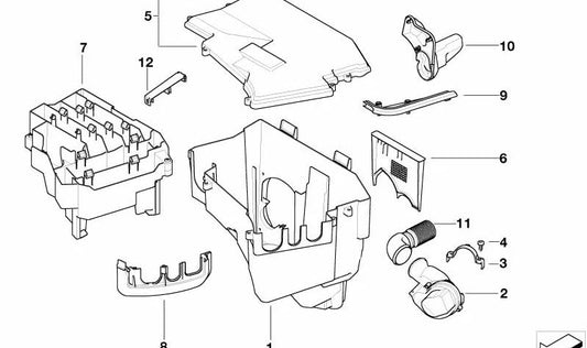 E-Box box with OEM ventilation 12907571031 for BMW E65, E66. Original BMW.