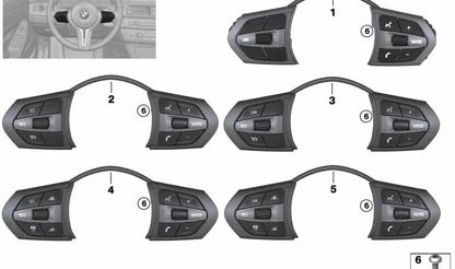 Interruptor para volante multifunción M-Sport OEM 61317849406 para BMW F21, F22, F30, F31, F34, F32, F33, F36, F07, F10, F06, F12, F13, F25, F26, F15, F16. Original BMW.