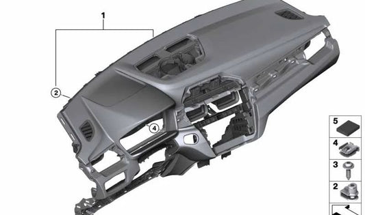 Strumento a bordo con cucitura decorativa grigia per BMW X1 F48N, X2 F39 (OEM 51456834884). BMW originale.
