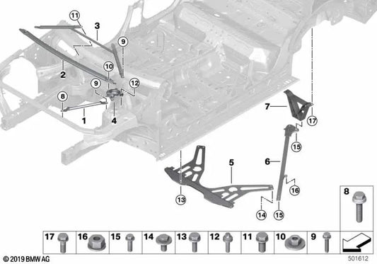 Barra di rinforzo per BMW X3 F97, F97N, X4 F98, F98N (OEM 51618075316). BMW originale