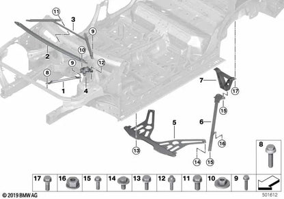 Tornillo hexagonal para BMW X3 F97, F97N, X4 F98, F98N (OEM 51718082205). Original BMW