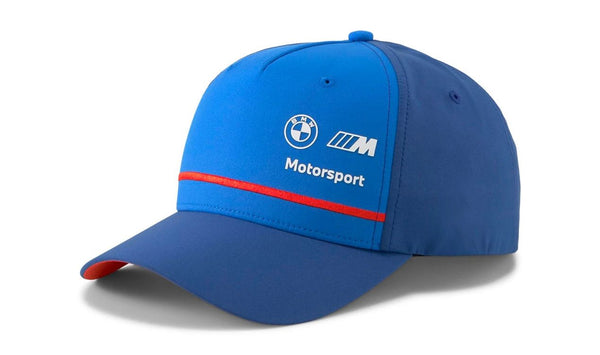 Gorra BMW M Motorsport azul OEM 024477 03 de PUMA para BMW {E84, F20, F30, G20, E46, E90, X1, X3, X5, Z4, Serie 1, 2, 3, 4, 5, 6, 7, 8}. Unisex, talla única, original BMW M Motorsport y PUMA.
