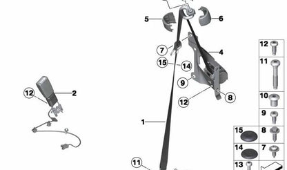 Cinturón de seguridad delantero izquierdo OEM 72112758847 para MINI R58, R59. Repuesto original MINI.