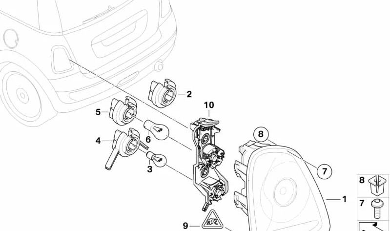 Piloto trasero derecho con intermitente blanco OEM 63212757012 para MINI R56 y R57. Compatible con versiones Cooper y Cooper S. Original MINI.