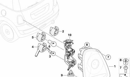 Piloto trasero derecho con intermitente blanco OEM 63212757012 para MINI R56 y R57. Compatible con versiones Cooper y Cooper S. Original MINI.